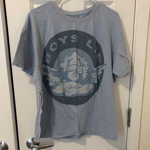 Boys Lie Pale Blue Graphic Tee with Dark Blue Crest